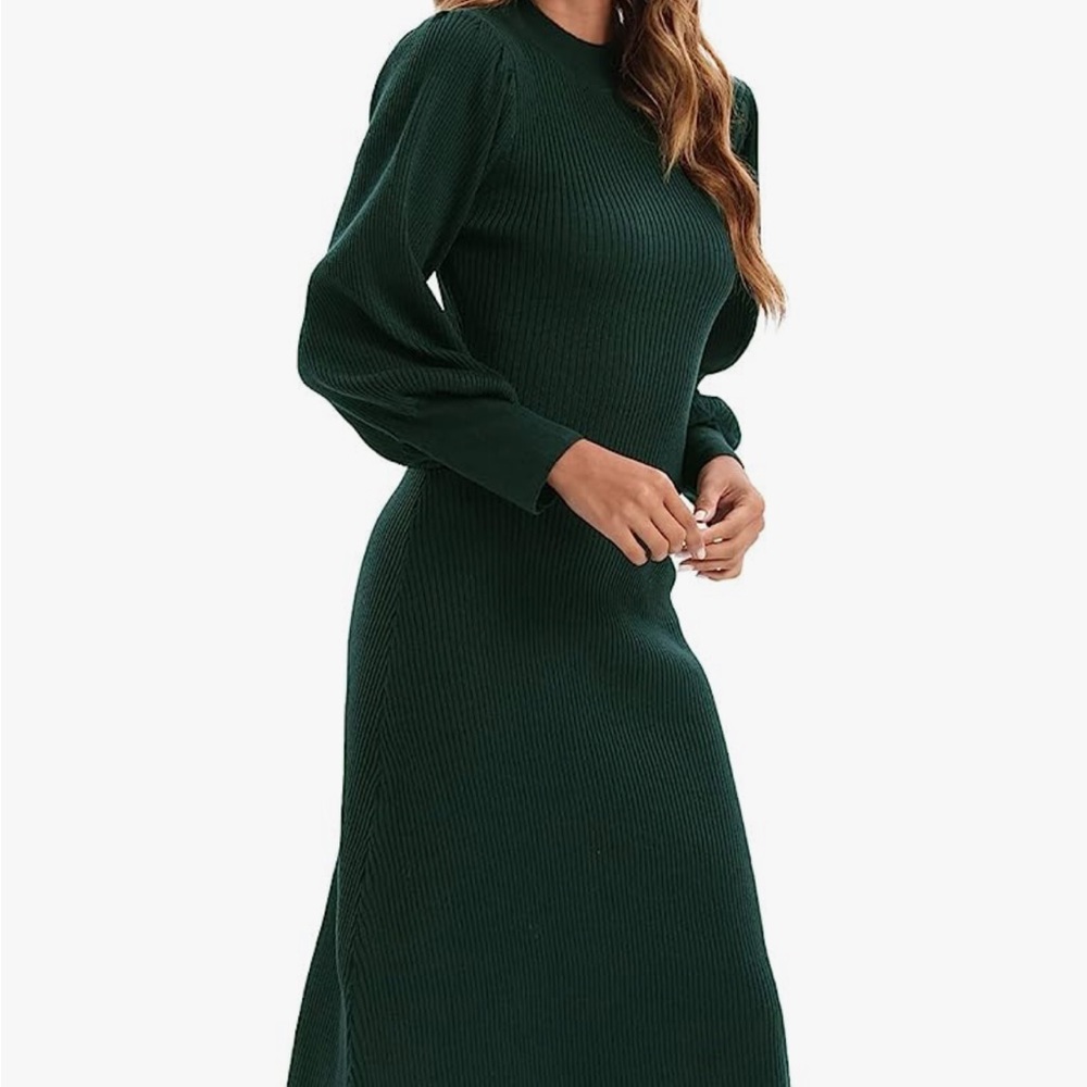 Lantern sleeve sweater dress
